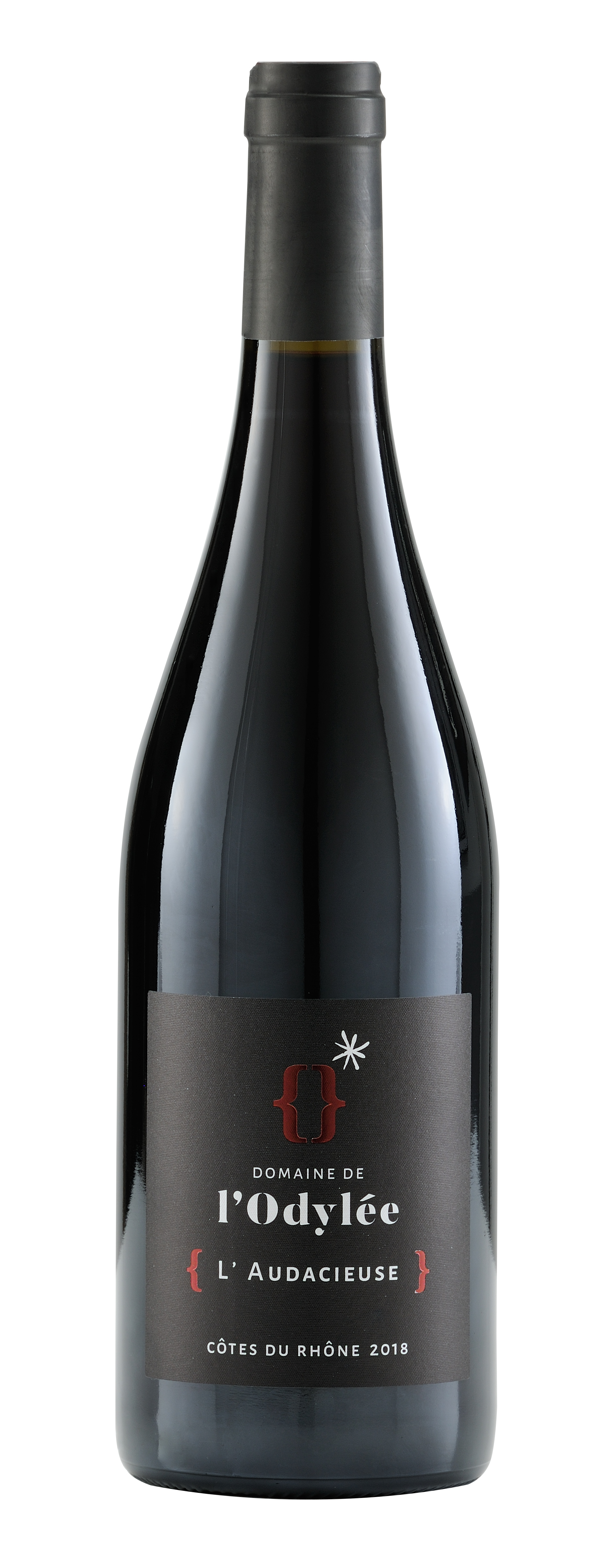 Vin audacieuse 2018 sur fond blanc vin rosé cote du rhone 2017 la fougueuse domaine de l'Odylée